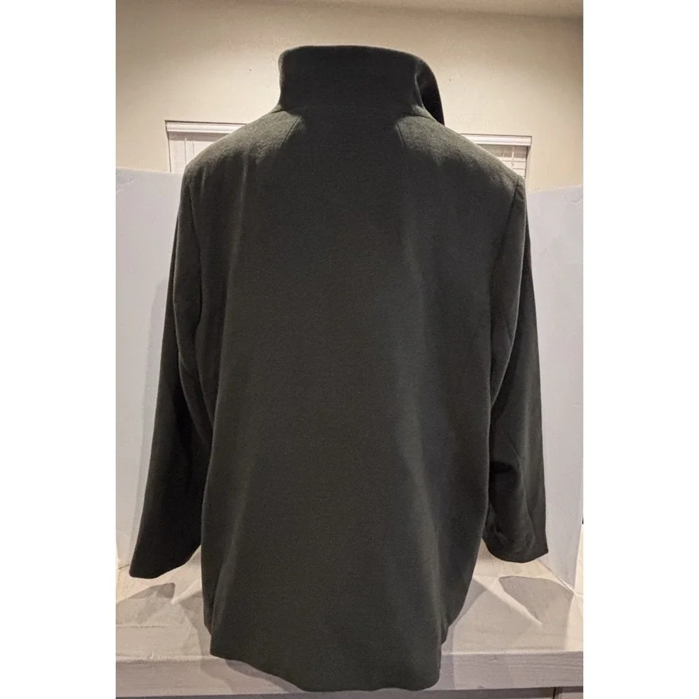 Lands End Womens Plus 18W Olive Green Peacoat Lined Hidden Button‎ Front Coat
